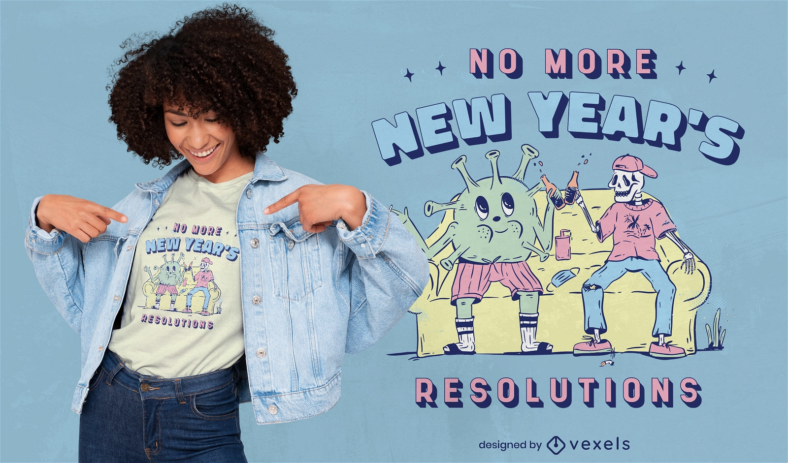 Design engraçado de t-shirt com resoluções de ano novo