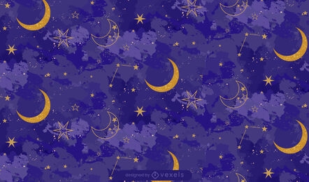 Desenho de padrão de noite estrelada