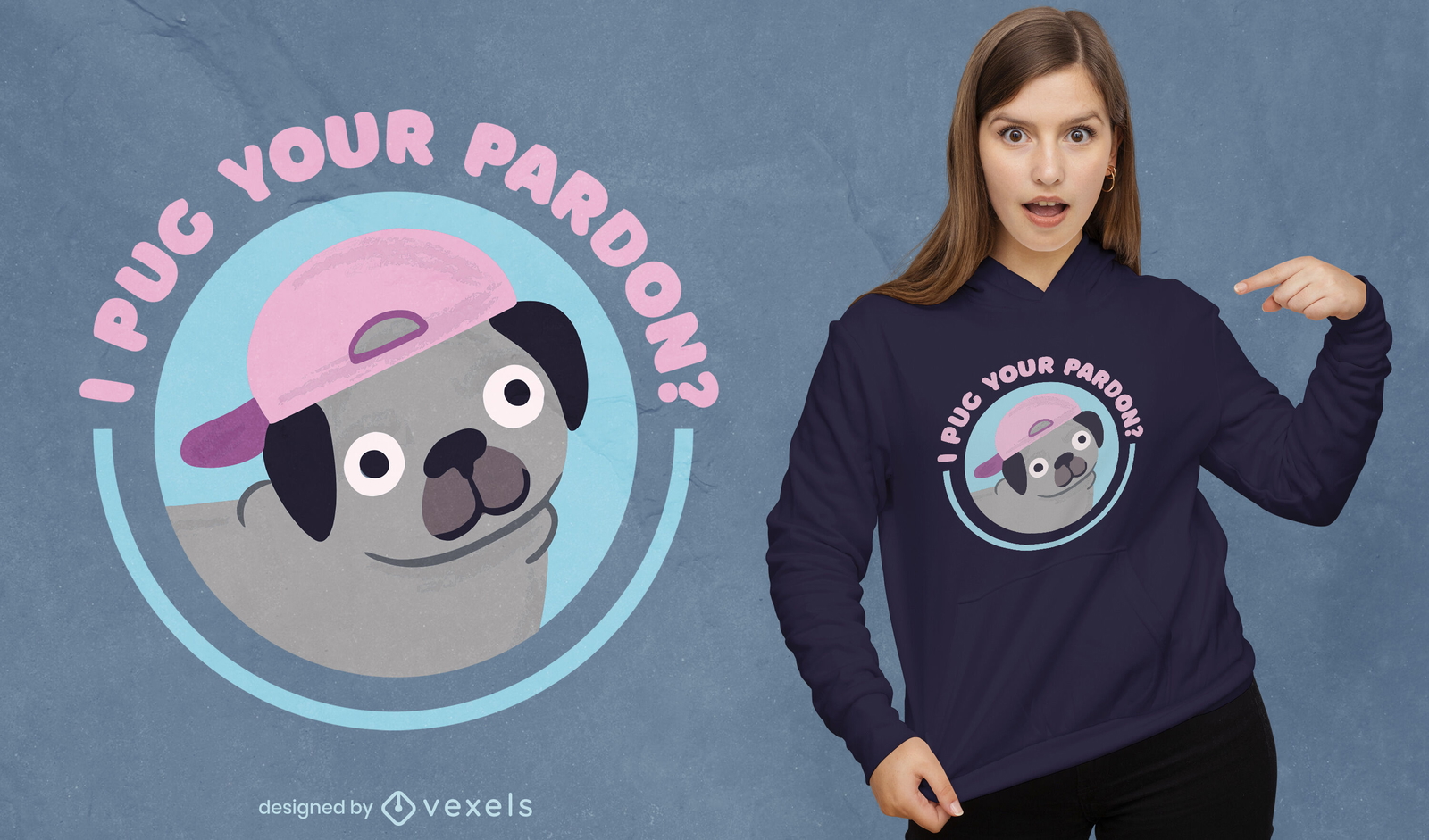 Design engraçado de t-shirt de citação de perdão de pug