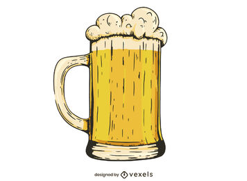 Ilustração de bebida alcoólica de caneca de cerveja