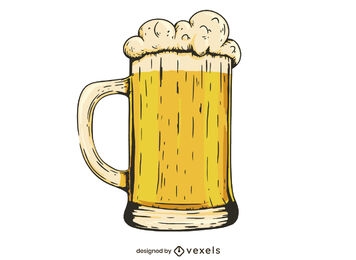 Ilustración de bebida alcohólica de taza de cerveza