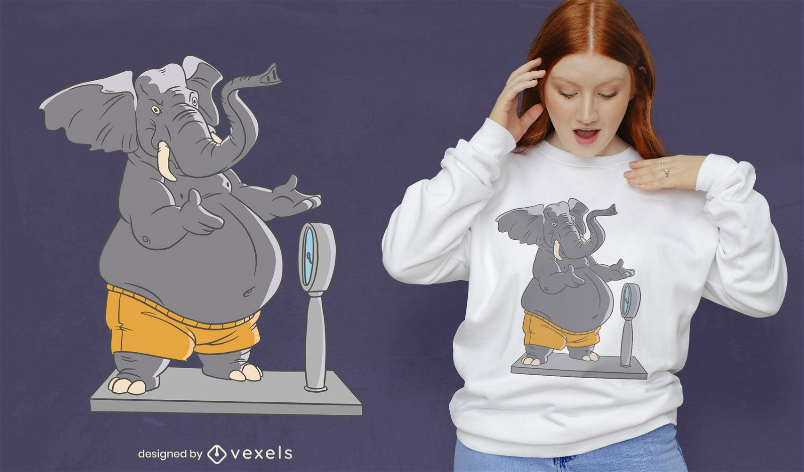 Animal elefante em design de camiseta em escala