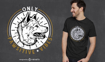 Diseño de camiseta vintage dog pawsitive vibes