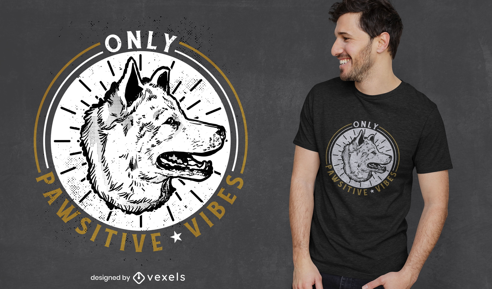 Vintage Hund pawsitive Vibes T-Shirt Design