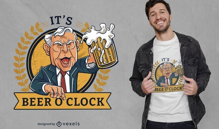 Design de t-shirt homem cerveja o &#39;clock
