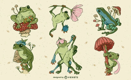 Cool frogs illustrations design