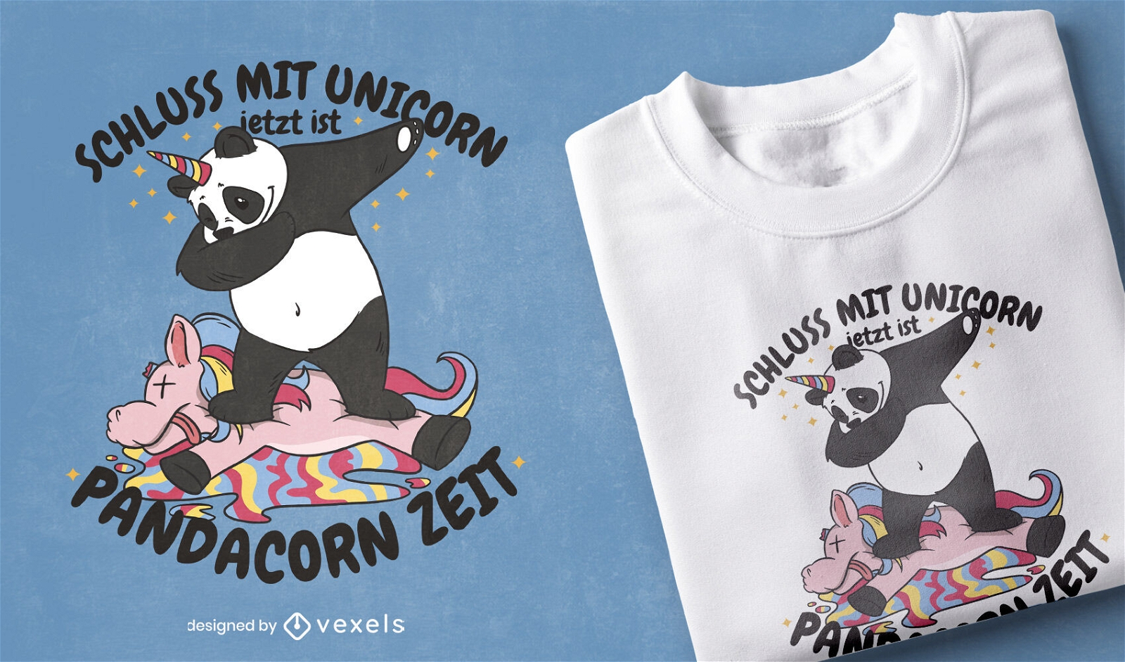 Panda com design de camiseta de chifre de unic?rnio