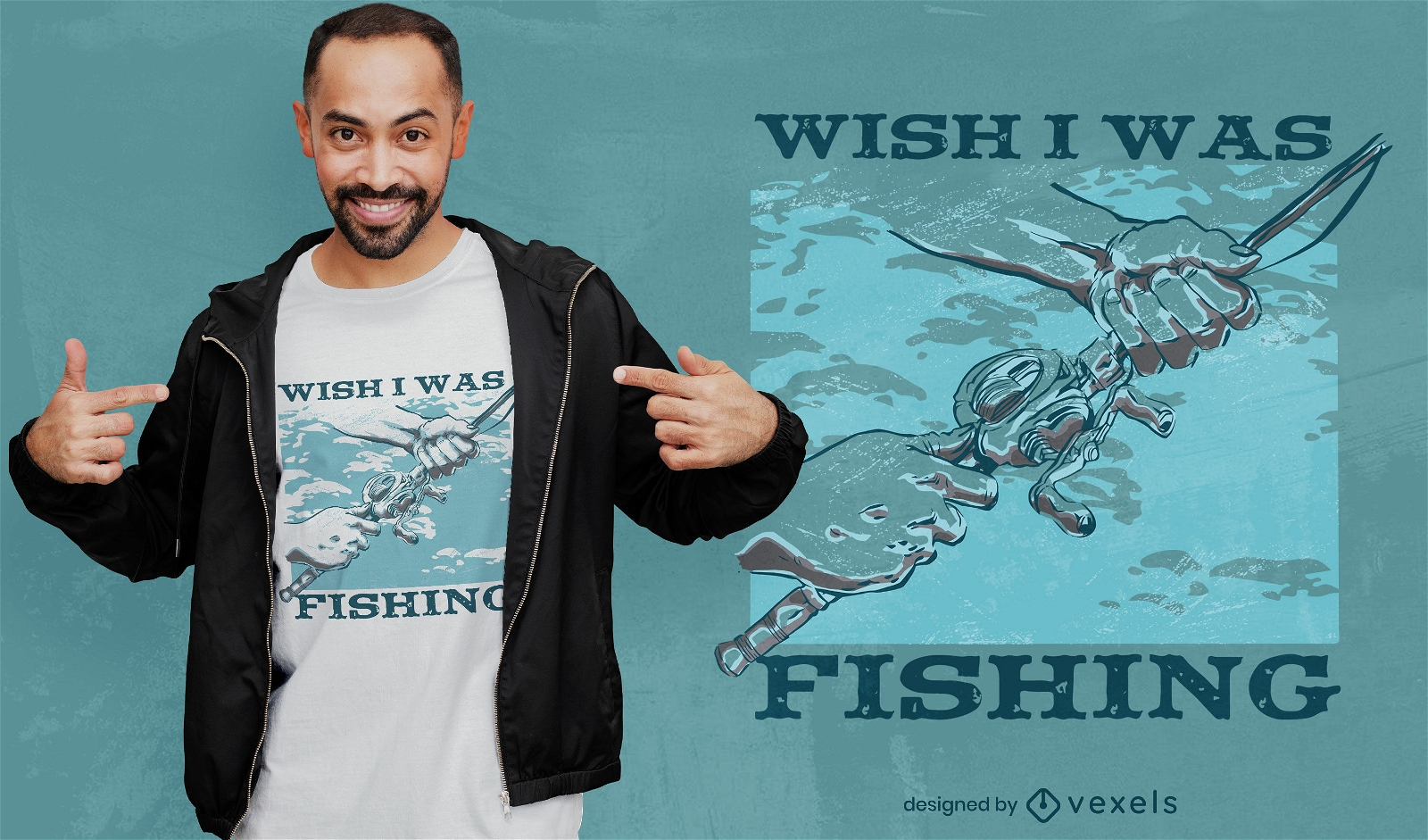 Ojalá estuviera pescando diseño de camiseta
