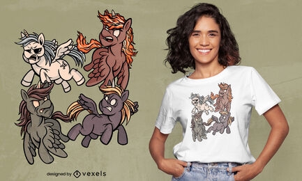 Evil unicorn creatures t-shirt design