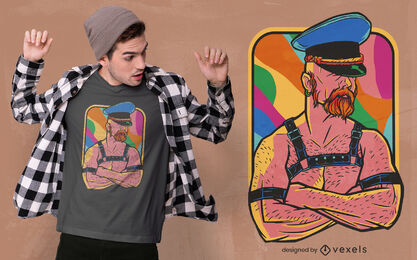 Homem com roupas de couro design de camiseta