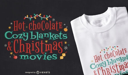 Diseño de camiseta con letras navideñas.