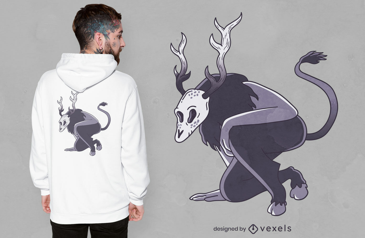 Diseño de camiseta de criatura mitológica Wendigo.