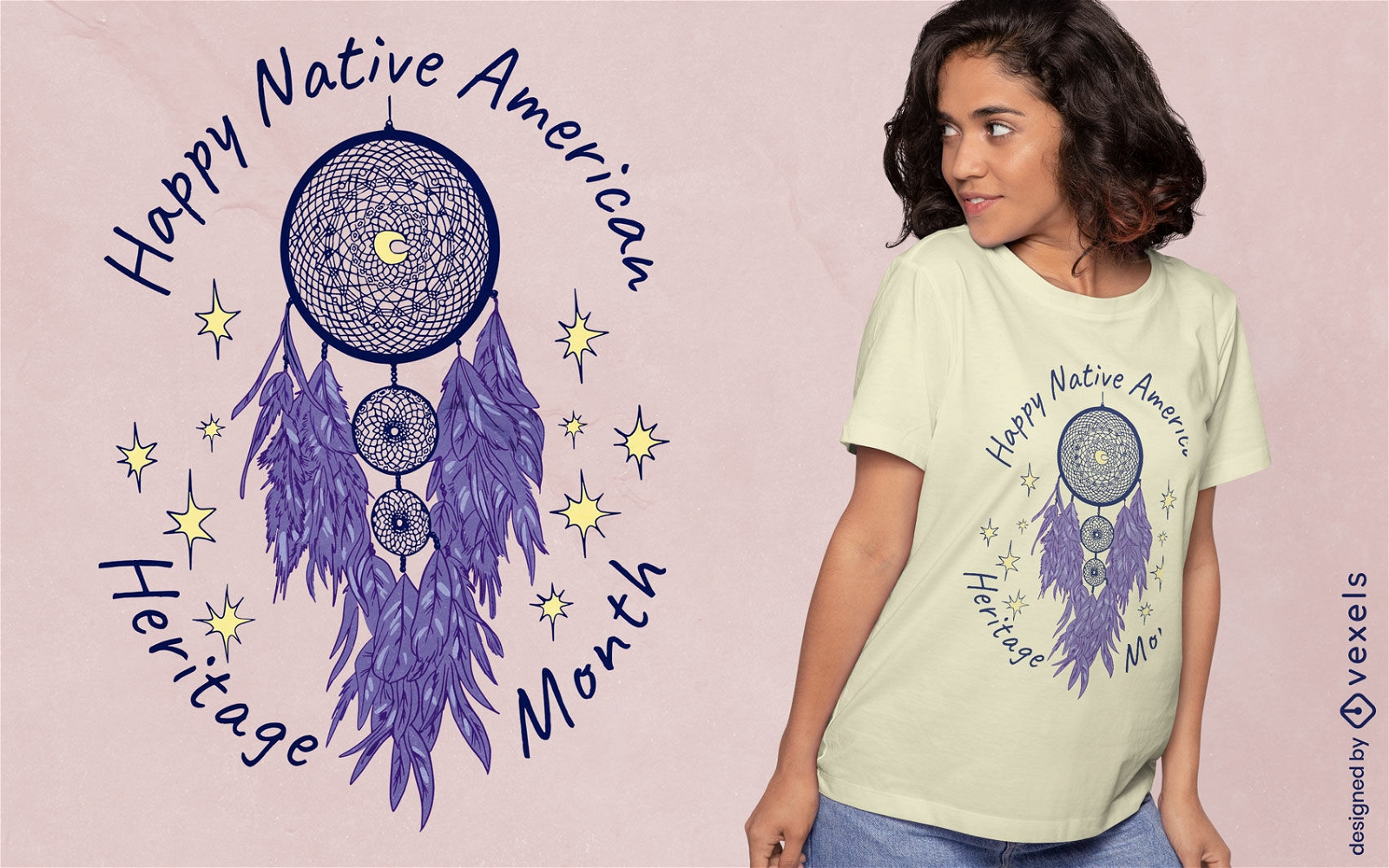 Dise?o de camiseta de atrapasue?os nativo americano.