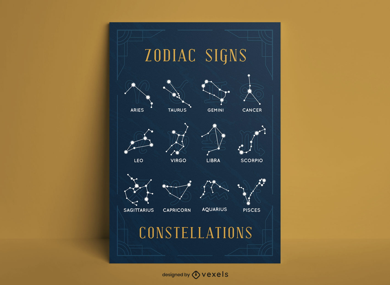 Diseño de carteles de constelaciones de signos del zodíaco.