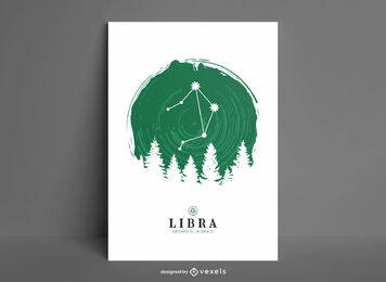 Diseño de carteles de la constelación de Libra.