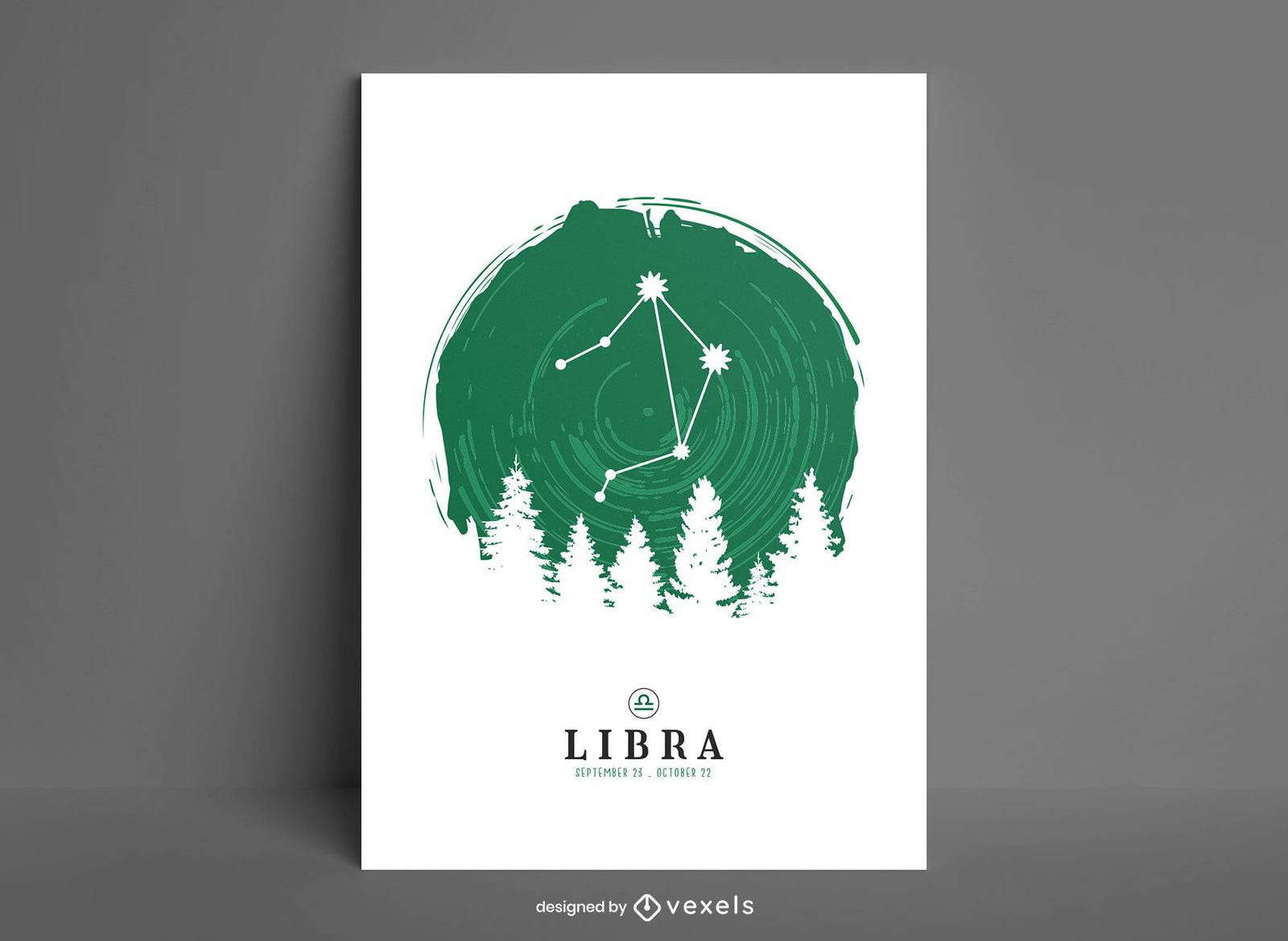 Desenho de pôster da constelação de Libra