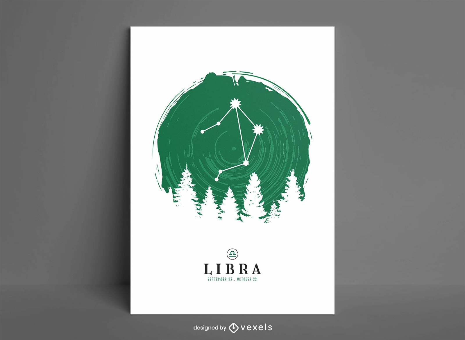 Diseño de carteles de la constelación de Libra.