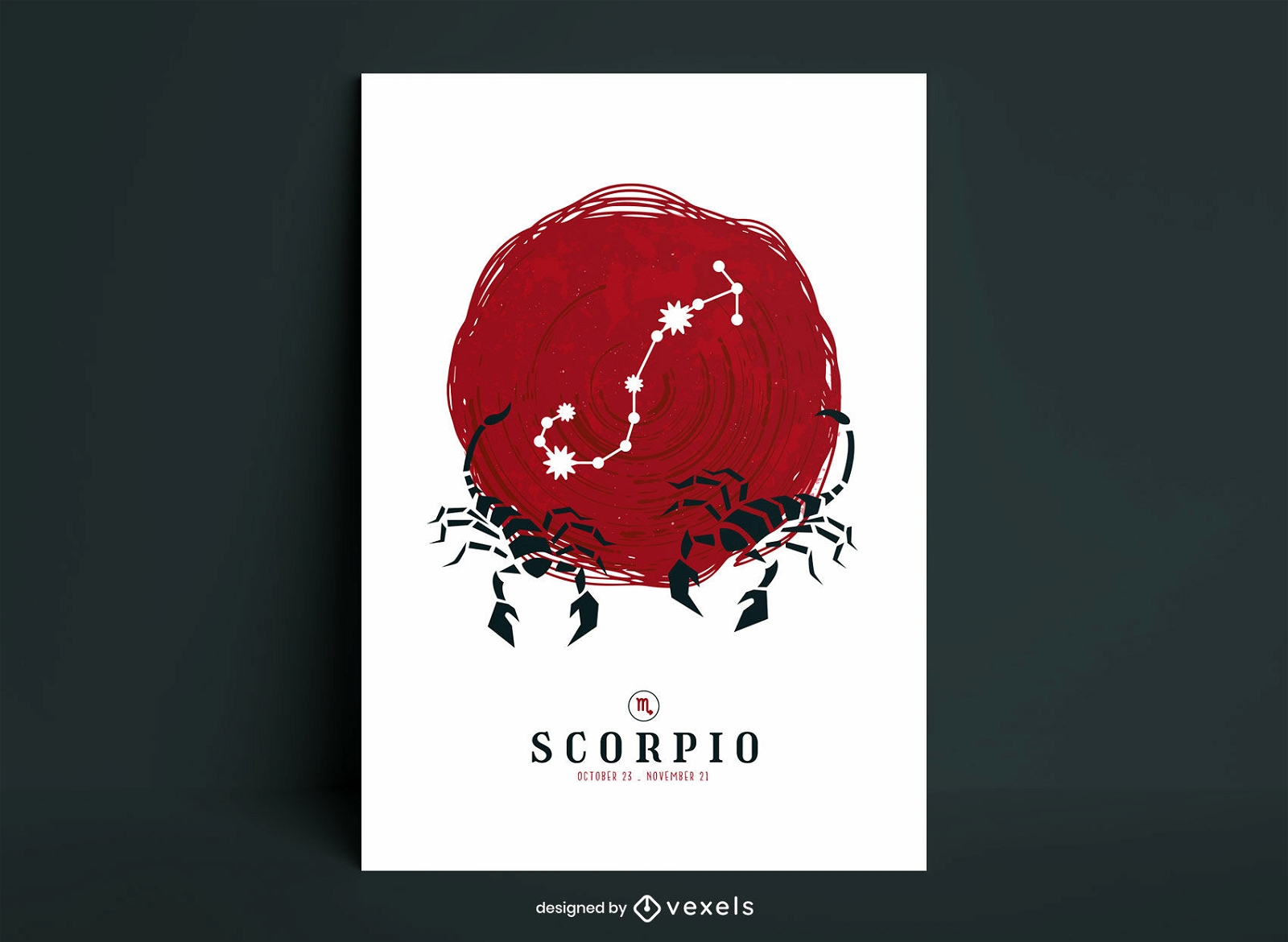 Diseño de carteles de la constelación de escorpio.