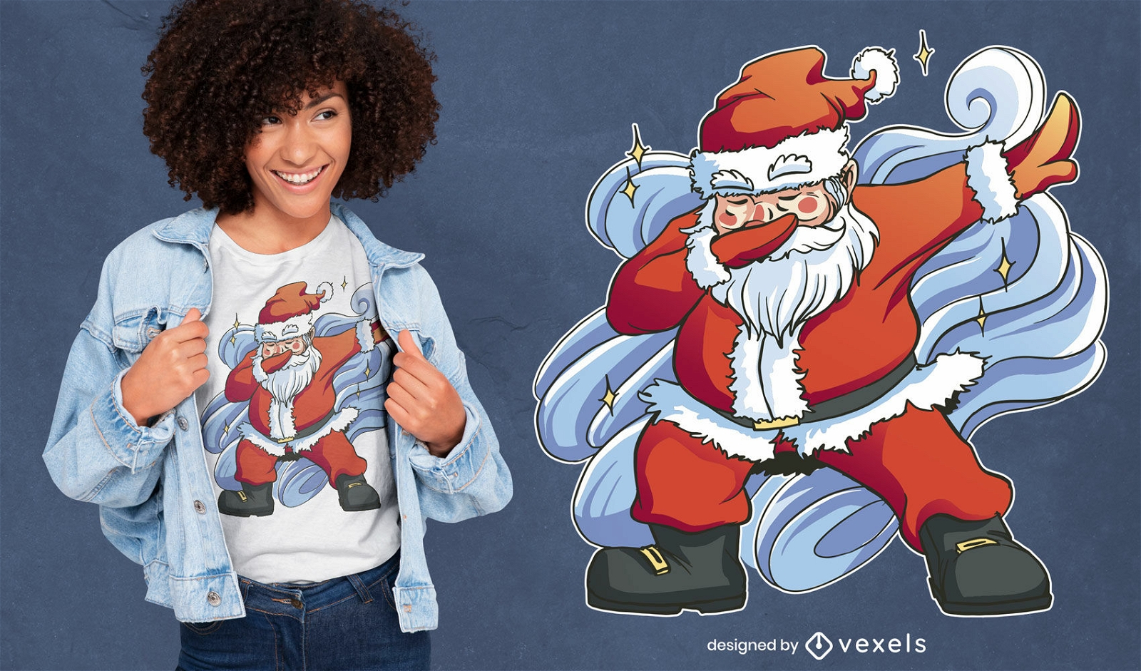 Weihnachtsmann-Weihnachts-T-Shirt-Design mit Tupfen