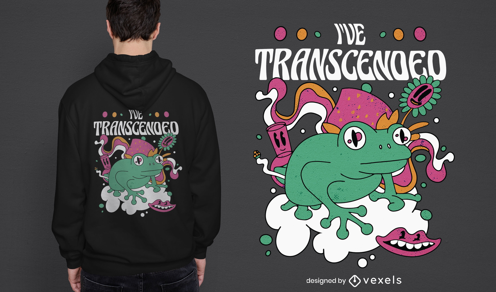 Diseño de camiseta de rana trascendida trippy.