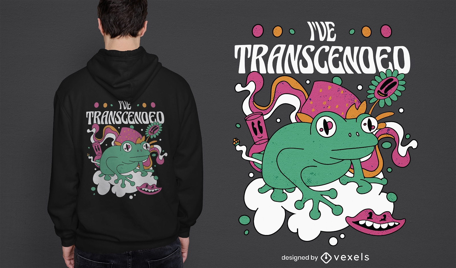 Trippy transcended frog t-shirt design