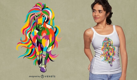 Pferd mit buntem Haar-T-Shirt-Design