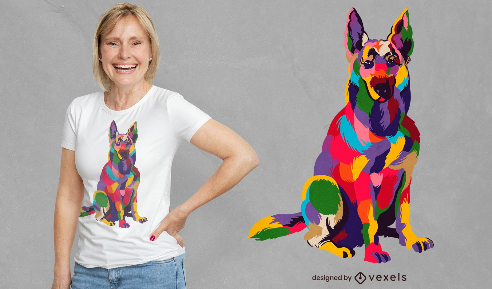 Buntes Sch?ferhund-T-Shirt-Design