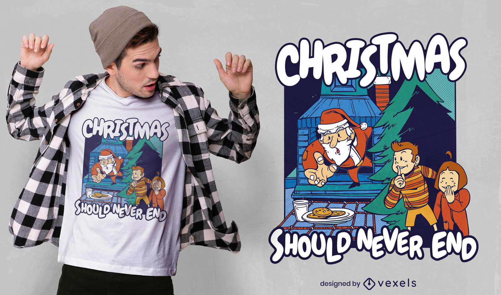 Papai Noel na chamin? de design de camiseta de natal