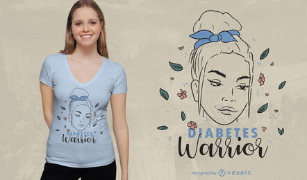 Frau im blauen Banddiabetes-T-Shirt-Design