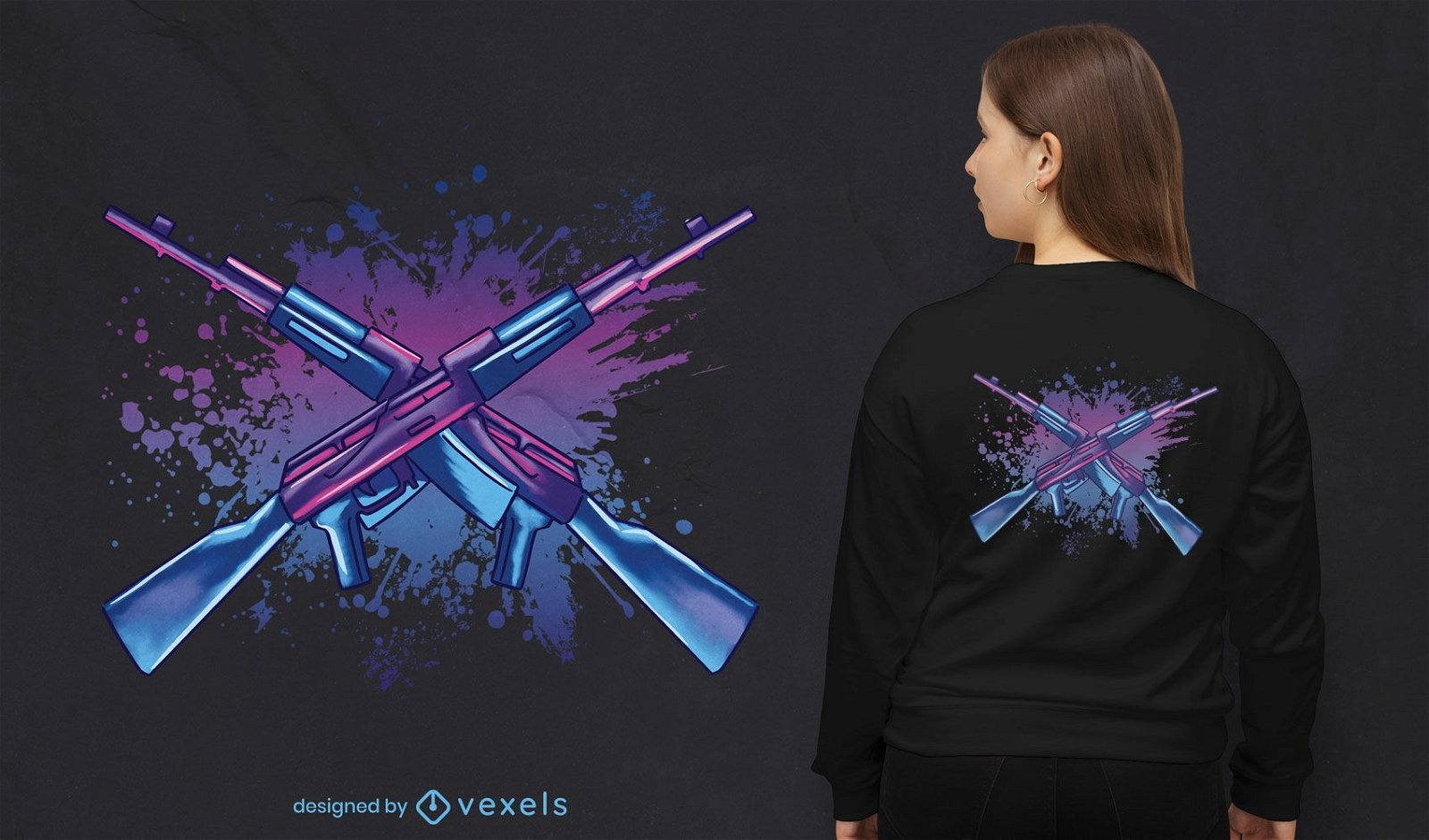 T-Shirt-Design mit doppelter Schrotflinte weapons