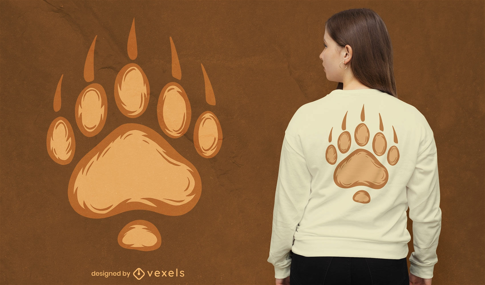 Desenho de camiseta com pata de animal selvagem urso