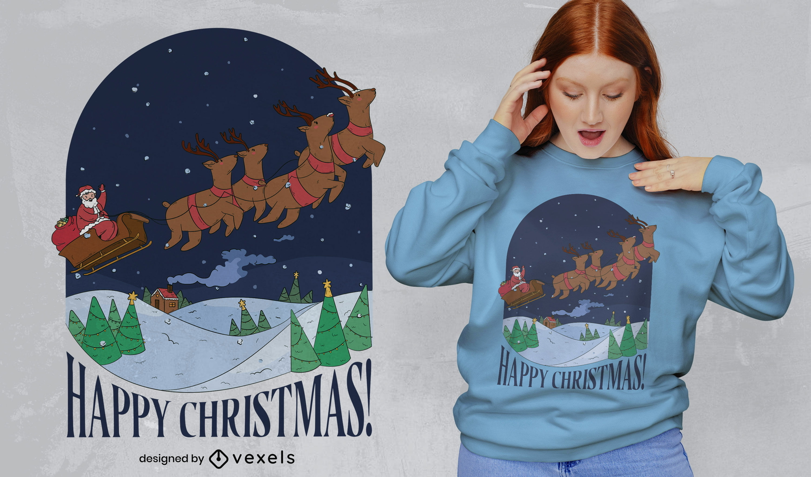 Diseño de camiseta feliz navidad