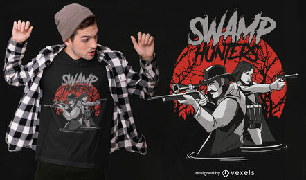Hunter couple with guns t-shirt design