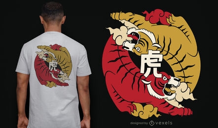Diseño de camiseta de tigres de año nuevo chino.