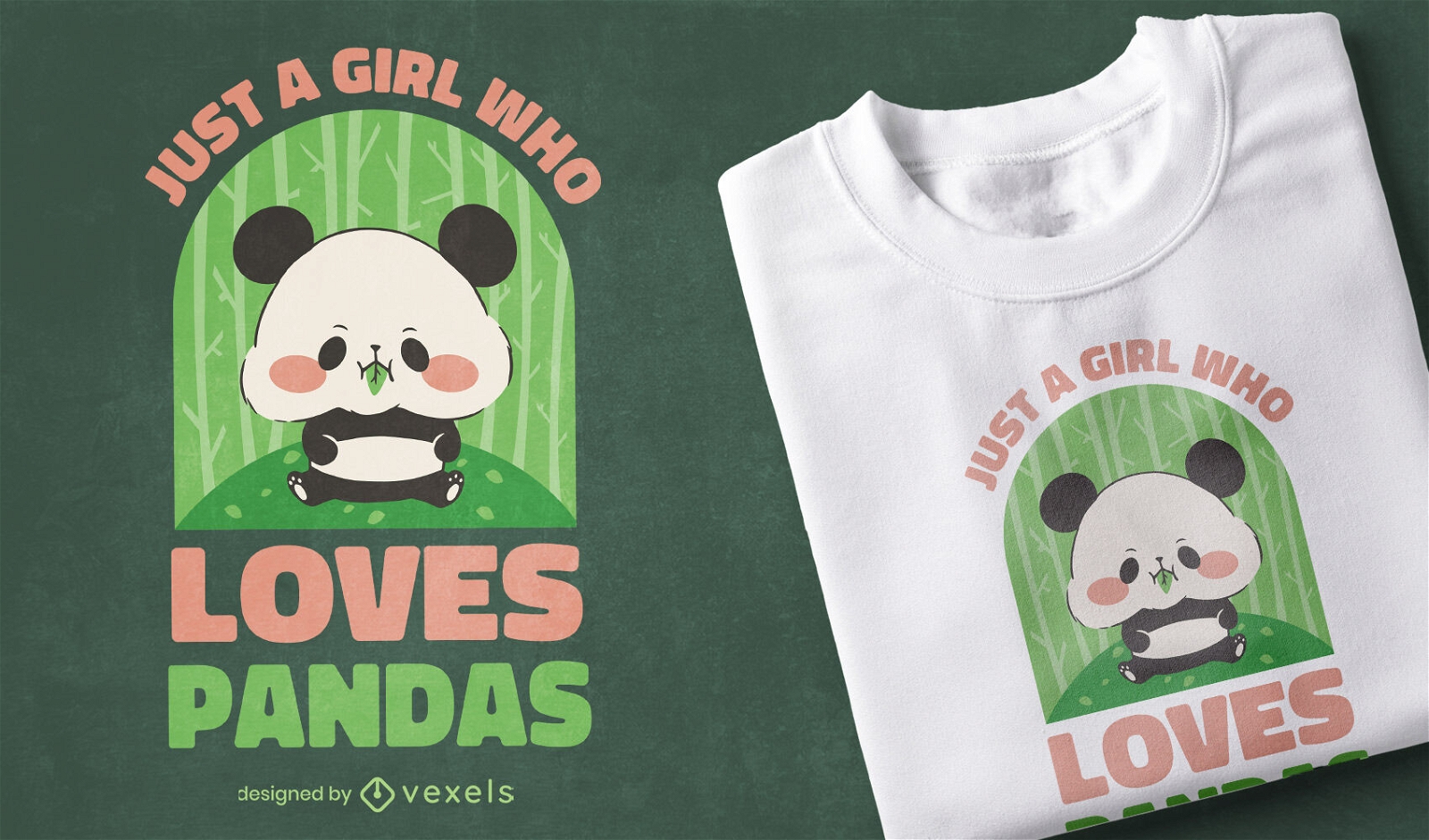 Urso panda comendo design de camiseta de bambu