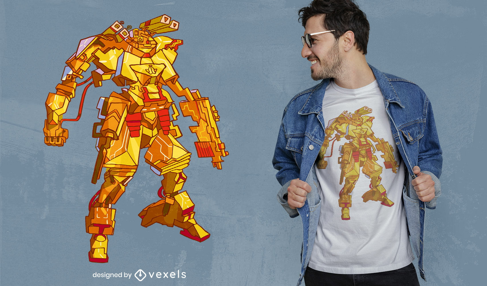 Diseño de camiseta de mech warrior