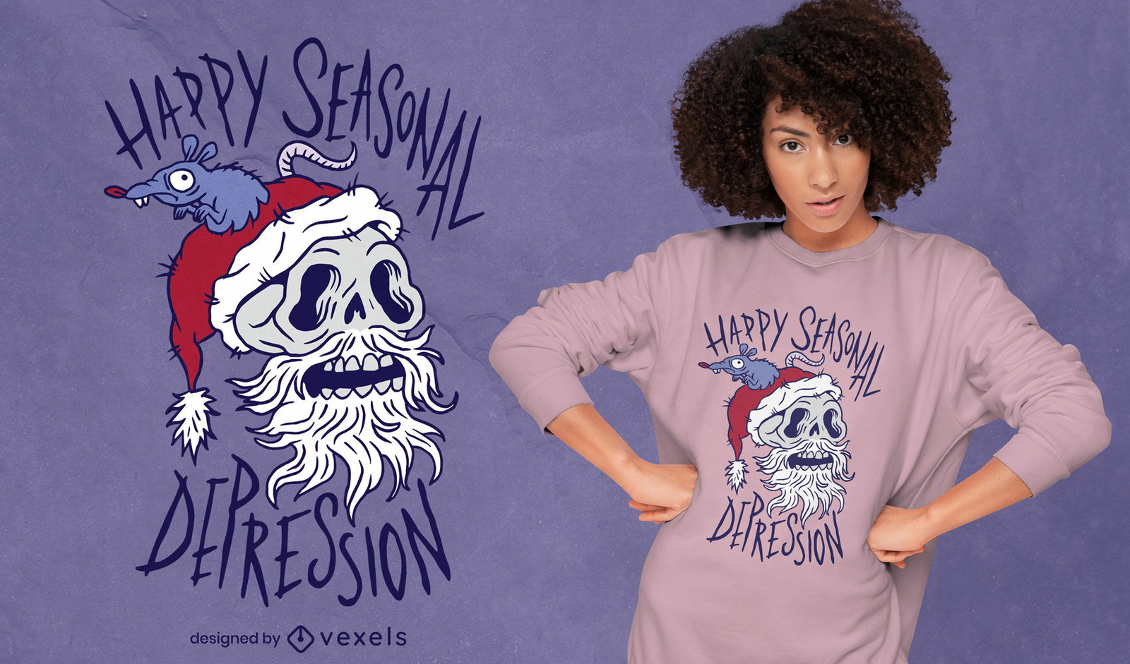 Diseño de camiseta de calavera de santa claus anti navidad