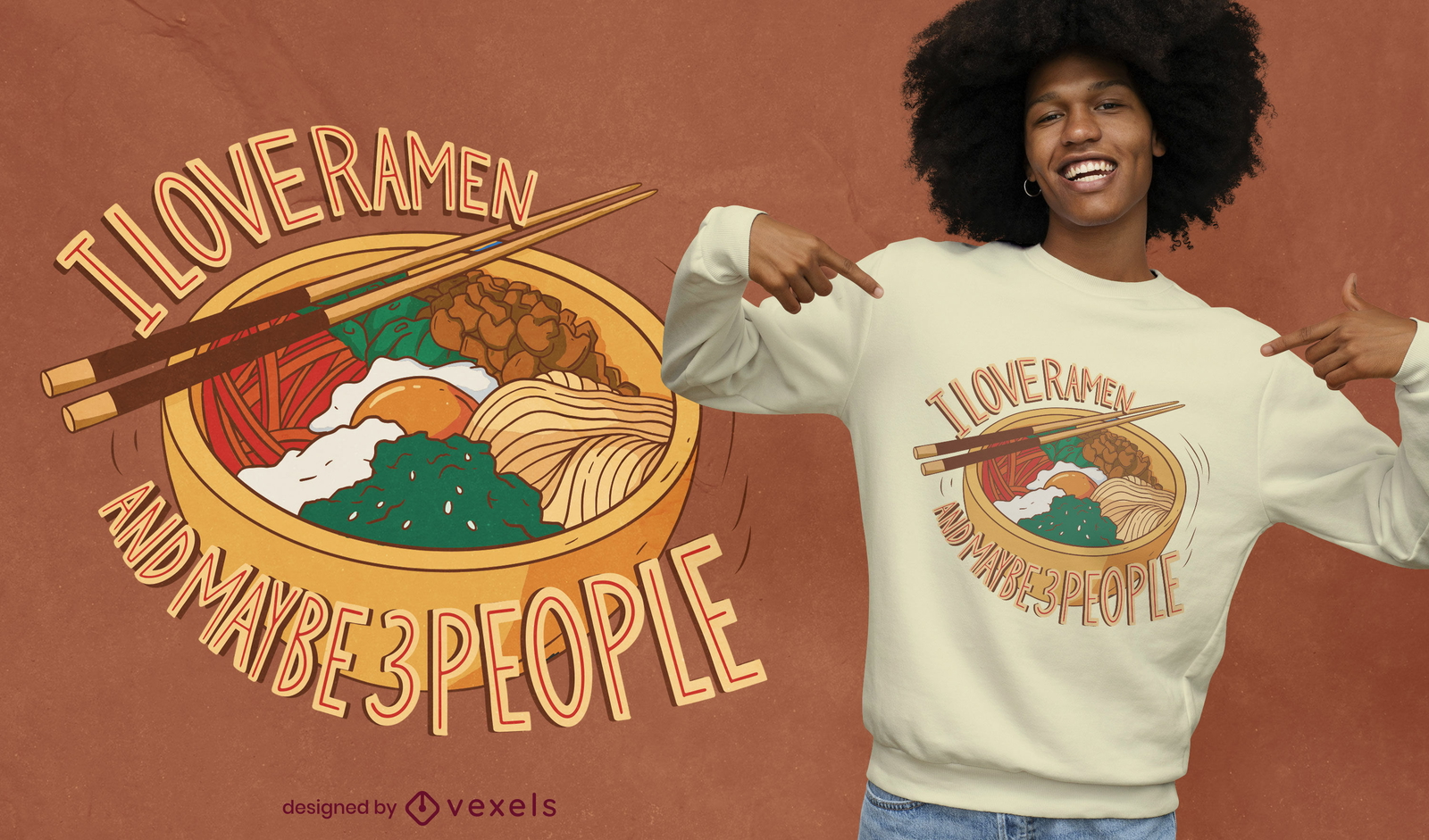 Design de t-shirt com citações engraçadas de Ramen