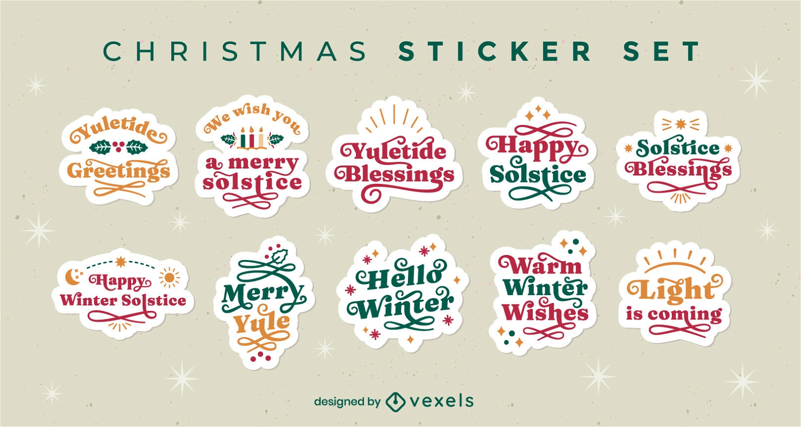 Christmas holiday quotes sticker set