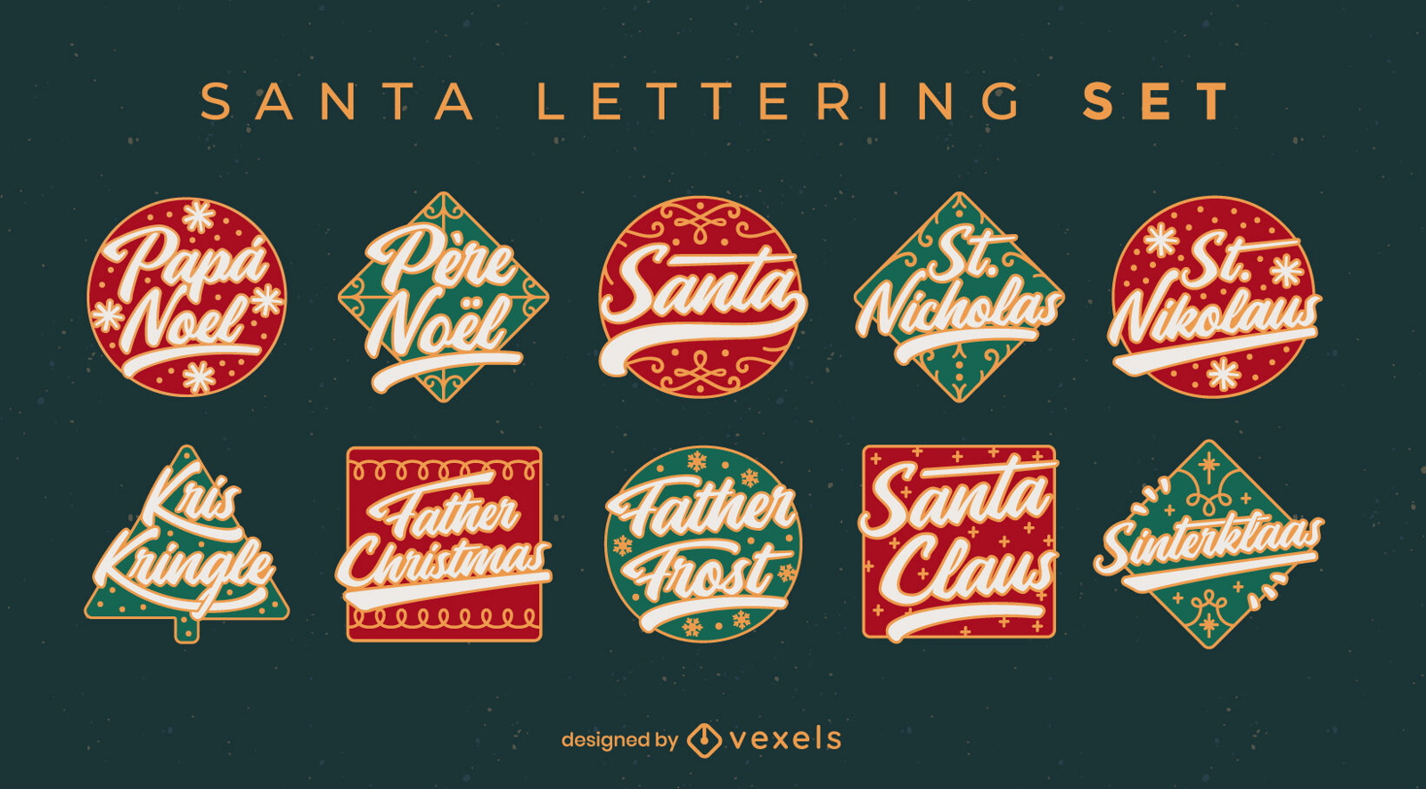 Conjunto de letras de citas navideñas de santa claus