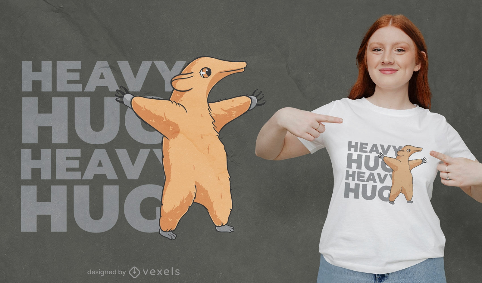 Heavy hug anteater t-shirt design
