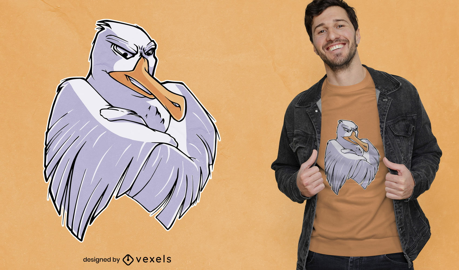 Diseño de camiseta de gaviota mala