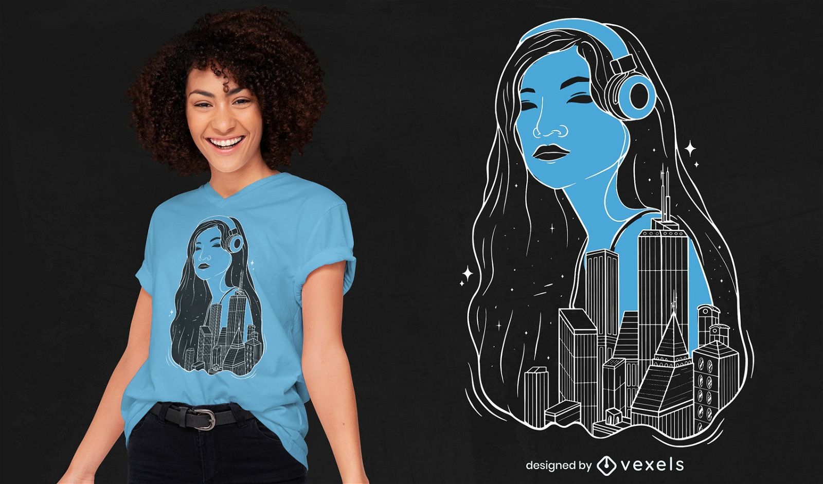 Frauen-Stadt-T-Shirt-Design