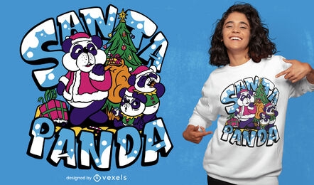 Santa panda christmas t-shirt design
