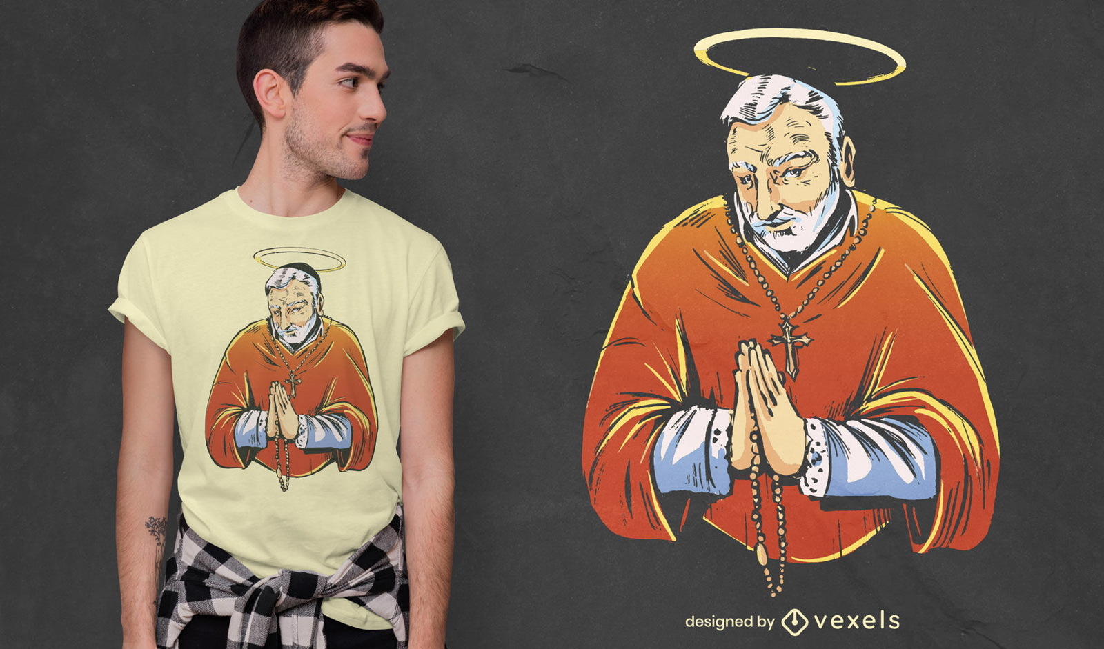 Dise?o de camiseta obispo religi?n cristiana.