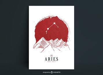 Modelo de cartaz do zodíaco da constelação de Áries