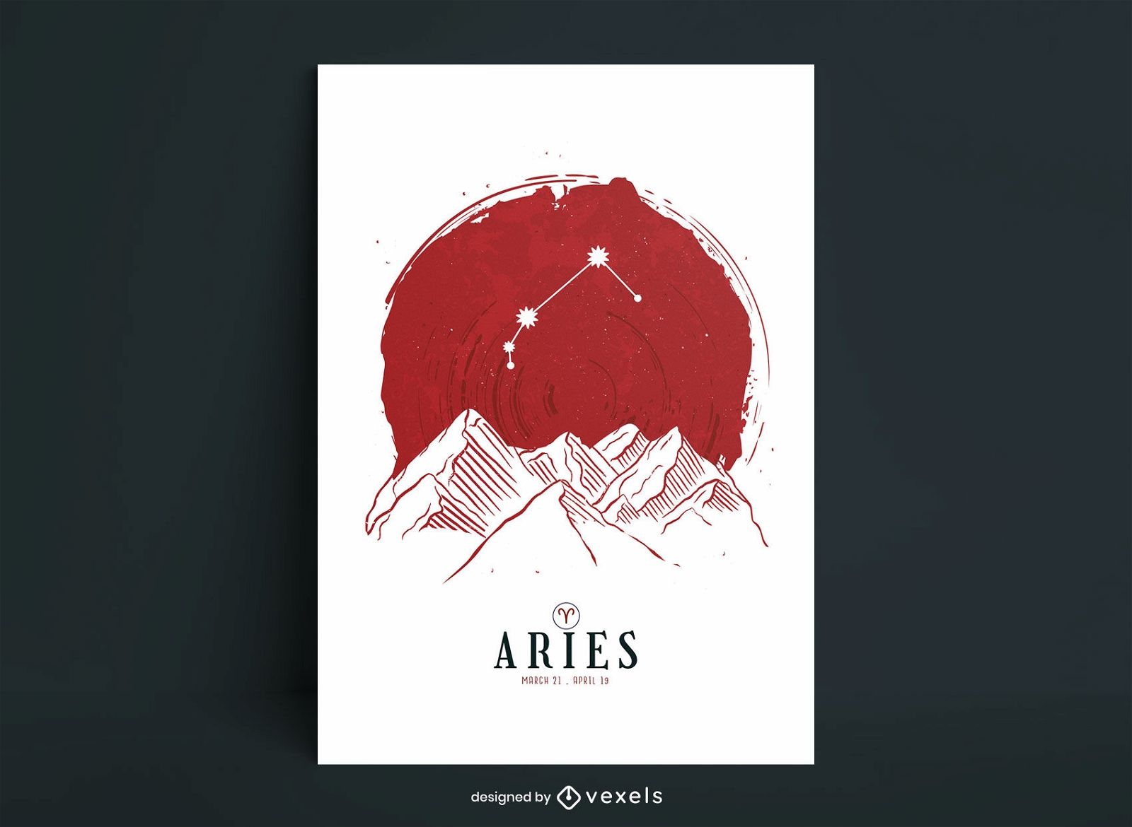 Plantilla de póster del zodiaco de la constelación de Aries