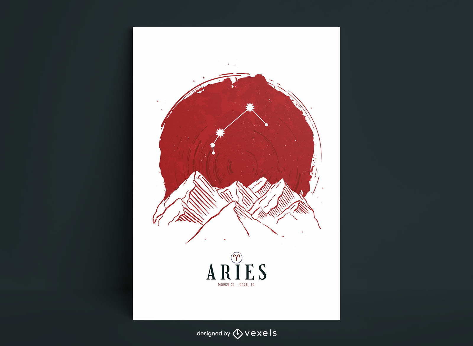 Plantilla de póster del zodiaco de la constelación de Aries