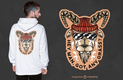 Diseño de camiseta de animal de cabra gángster