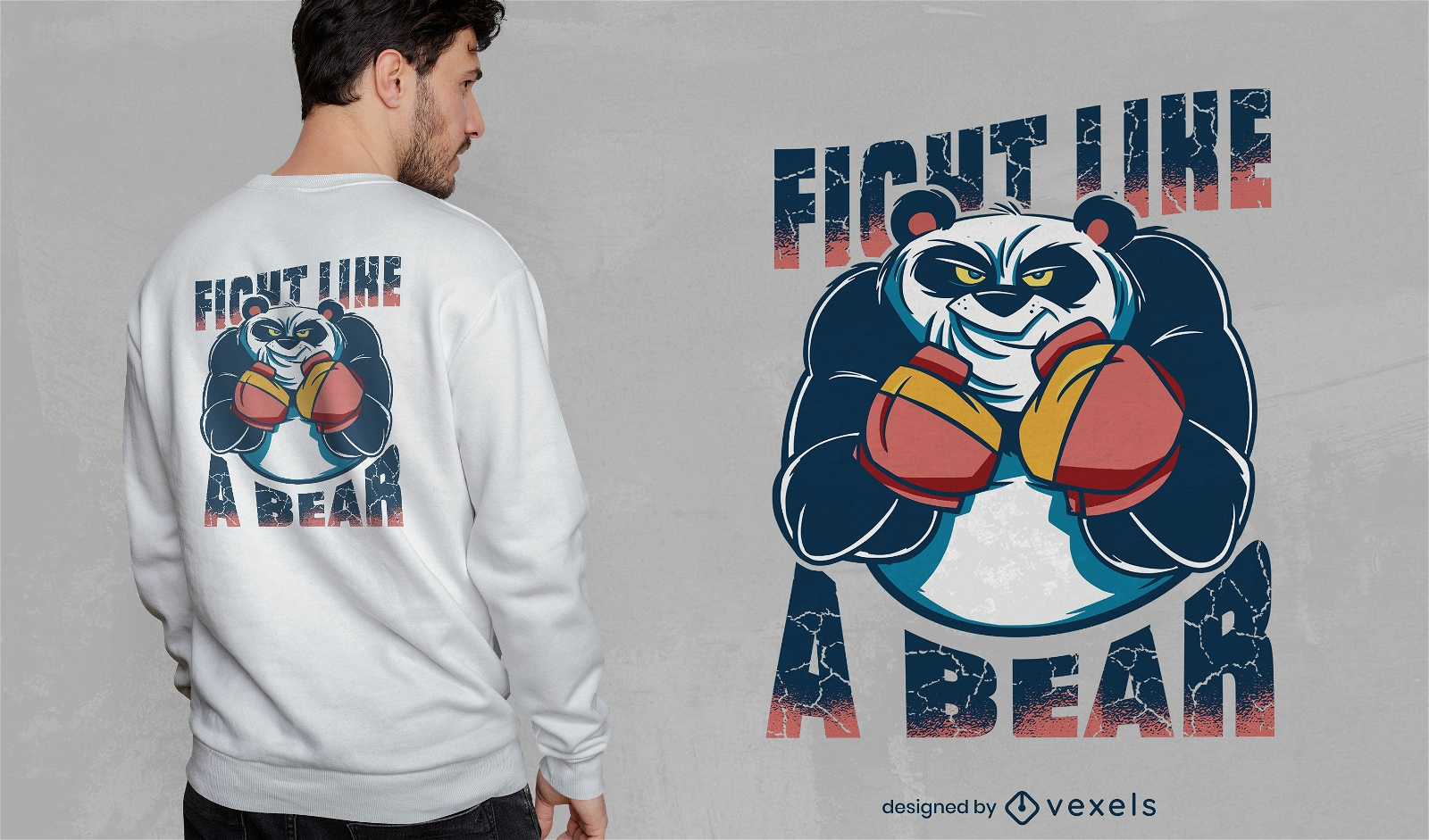 Diseño de camiseta de luchador animal oso panda.